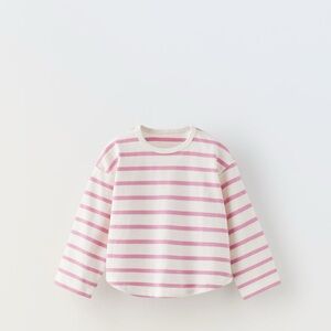 Zara woven Pink and White Striped Kids Shirt